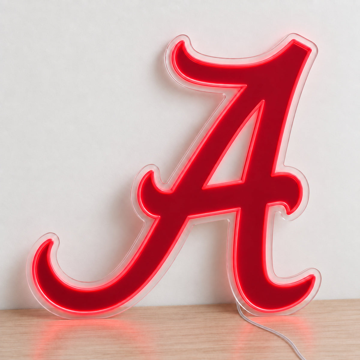 Alabama LED Neon Sign, featuring team logo displayed on a light background.