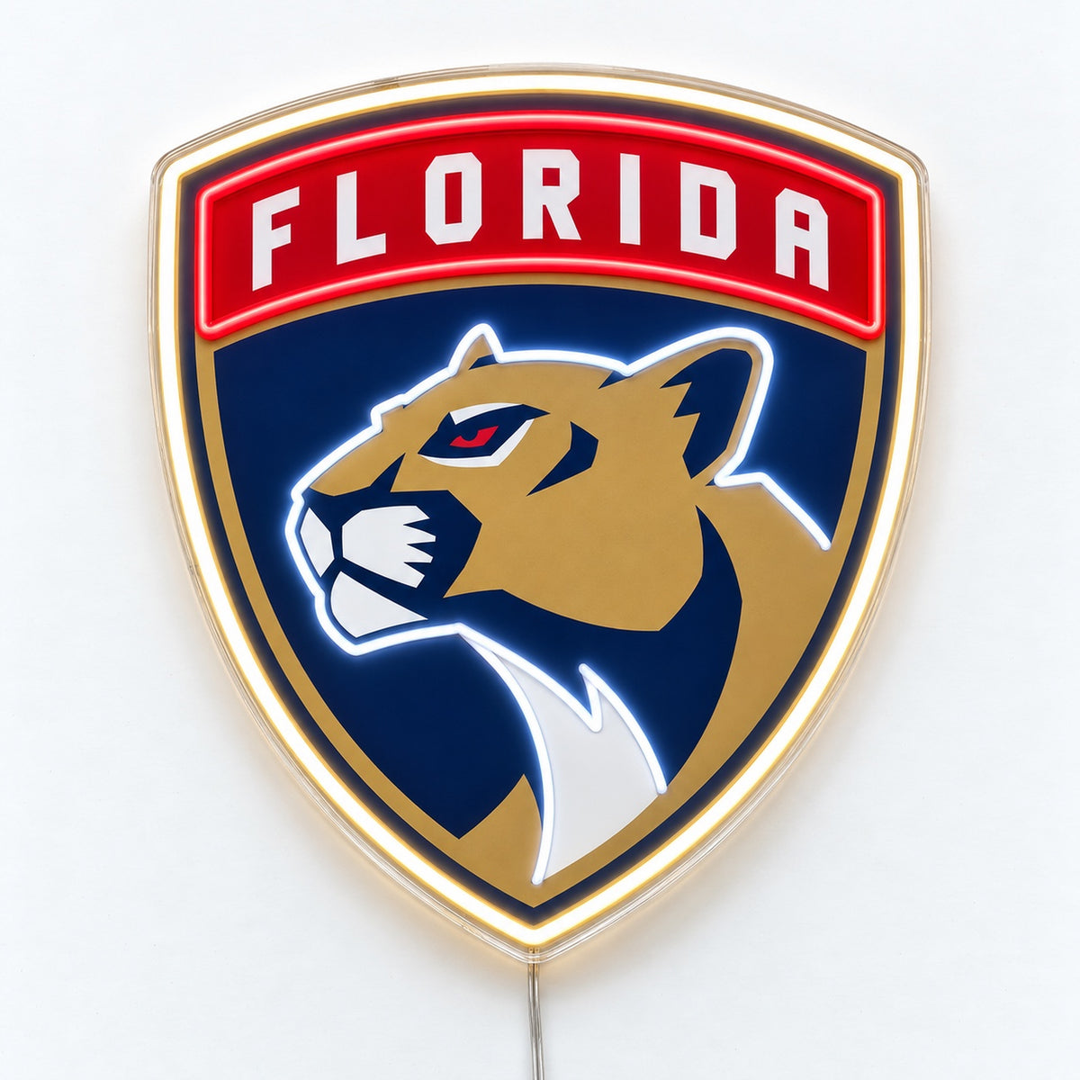 Florida Panthers LED Neon Sign, featuring team logo displayed on a light background.