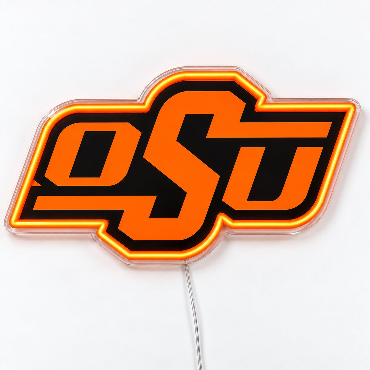 Oklahoma State Cowboys LED Neon Sign, featuring team logo displayed on a light background.