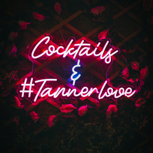 "Cocktails & #Tannerlove" – The Custom Neon Sign for Tannerlove Bar, Brisbane - Neon Lanes