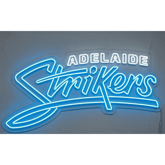 Adelaide Strikers Neon Sign, featuring illuminated team logo on a light background.