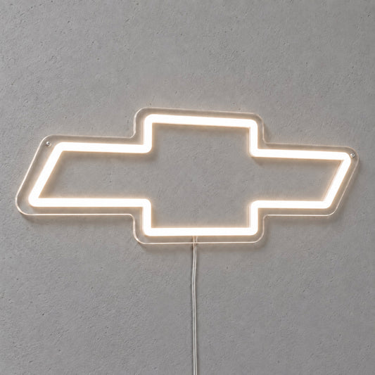 Chevrolet LED Neon Sign, featuring illuminated vehicle logo on a light background.