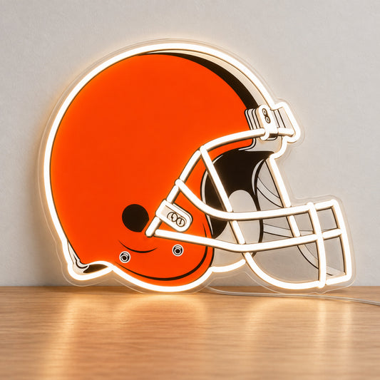 Cleveland Browns LED Neon Sign, featuring illuminated team logo on a light background.