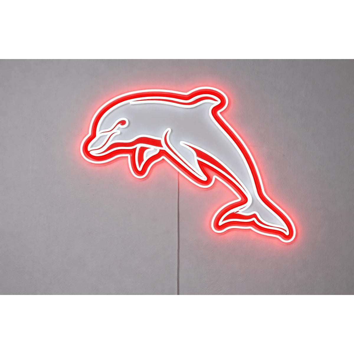 Dolphins Neon Sign, featuring illuminated team logo on a light background.