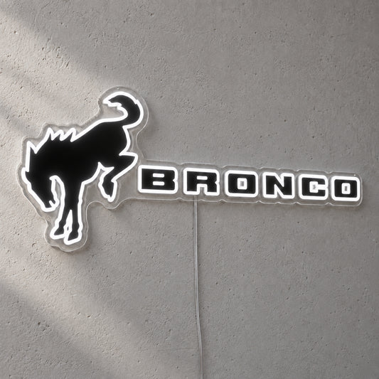 Ford Bronco LED Neon Sign, featuring illuminated vehicle logo on a light background.