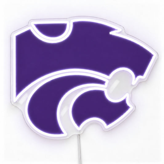 Kansas State Wildcats LED Neon Sign, featuring team logo displayed on a light background.