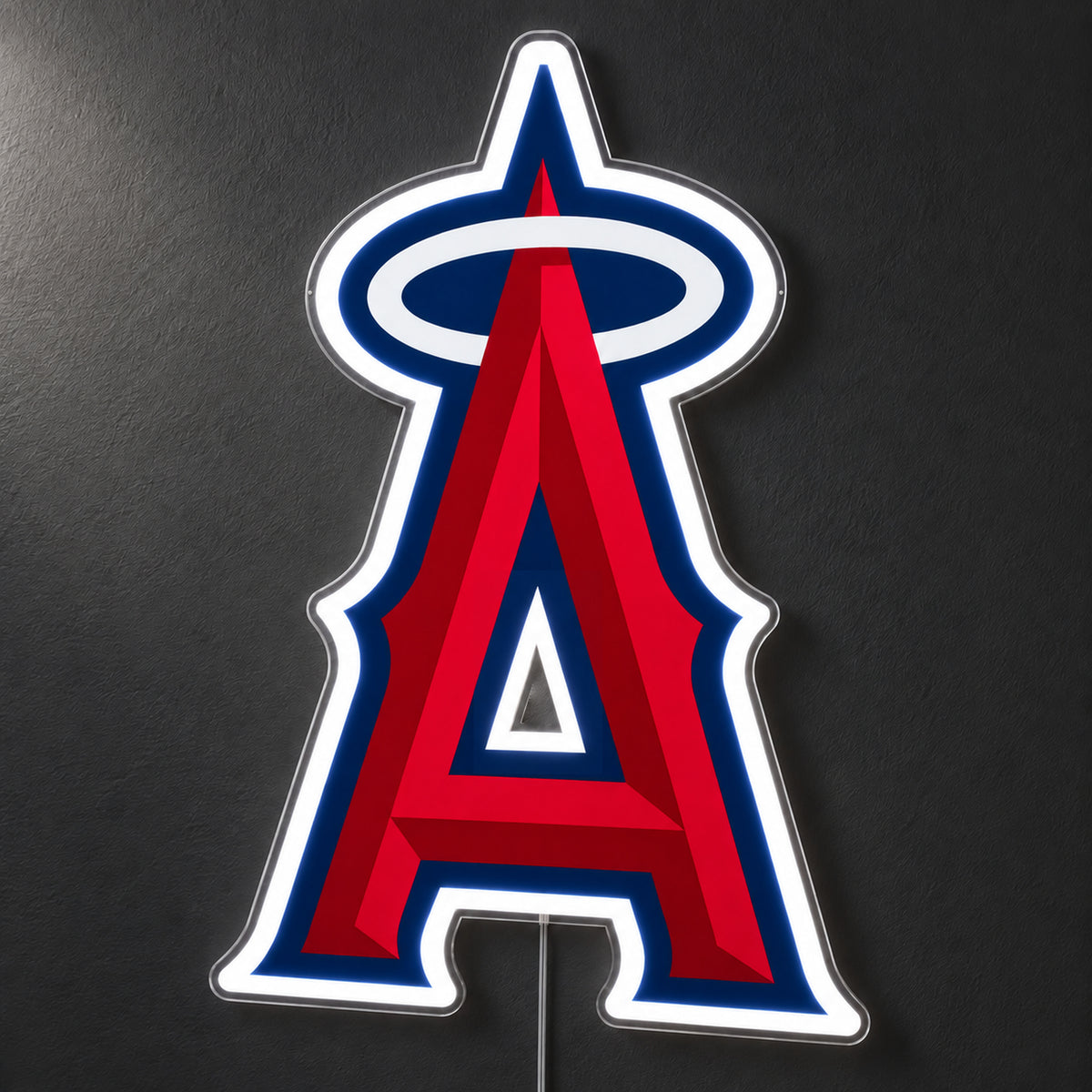 LA Angels LED Neon Sign, featuring team logo displayed on a dark background.