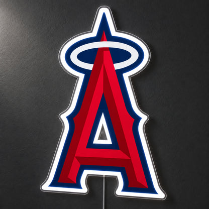LA Angels LED Neon Sign, featuring team logo displayed on a dark background.