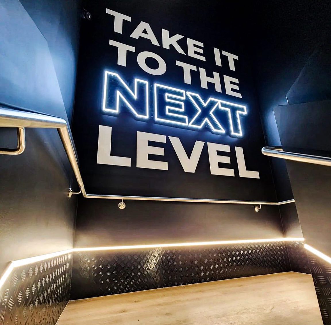 Blue custom neon sign in melbourne gym