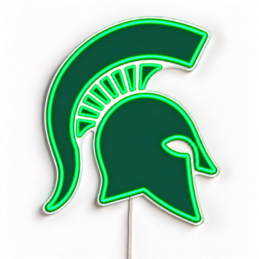 Michigan State Spartans LED Neon Sign, featuring team logo displayed on a light background.