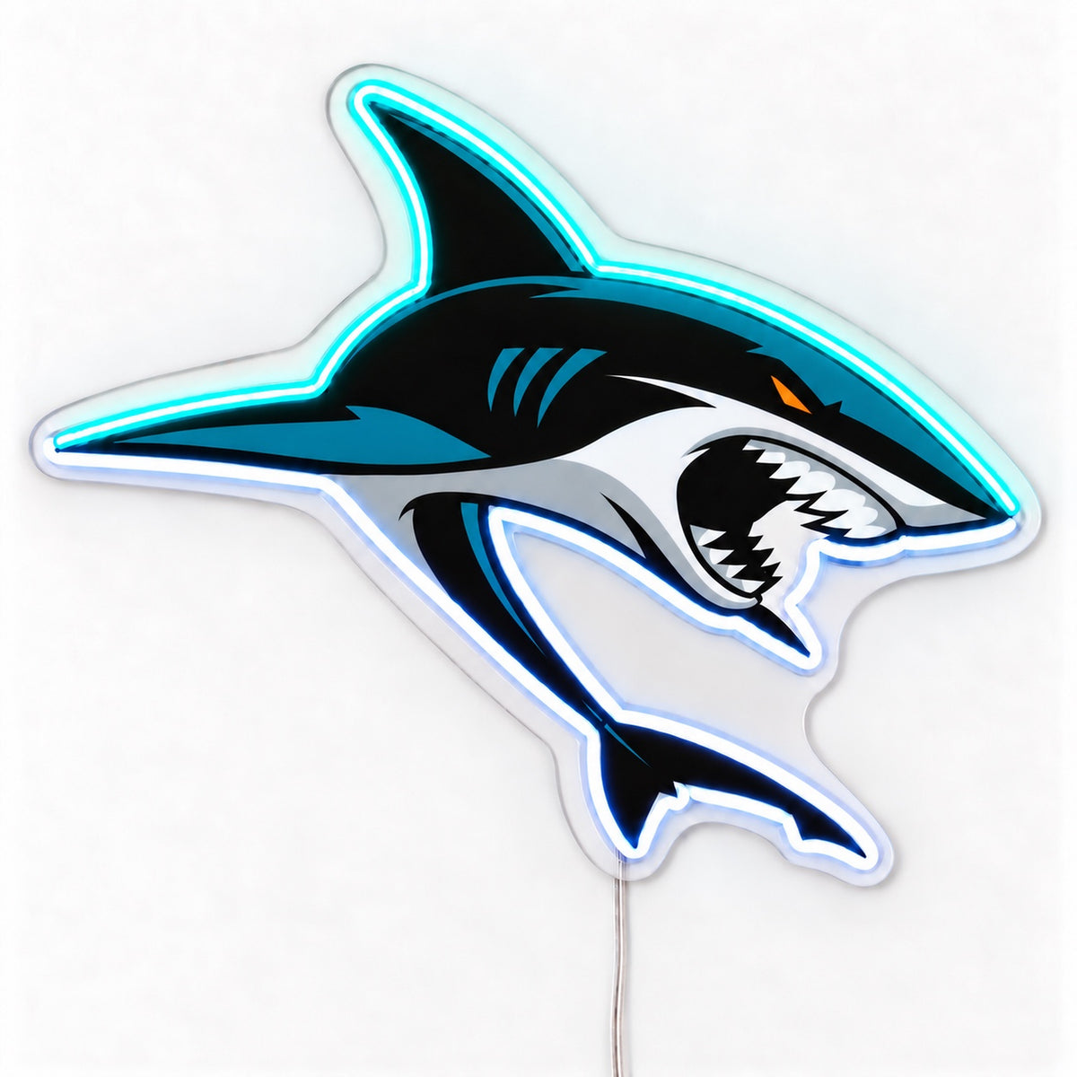 San Jose Sharks LED Neon Sign, featuring team logo displayed on a light background.