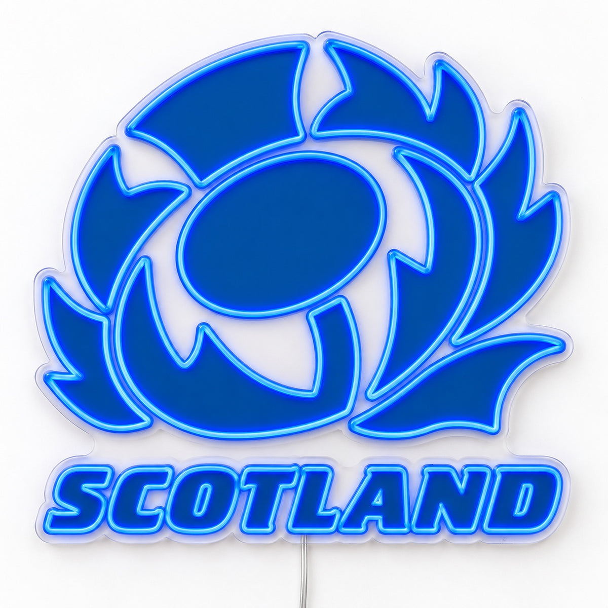 Scotland Rugby LED Neon Sign, featuring team logo displayed on a light background.