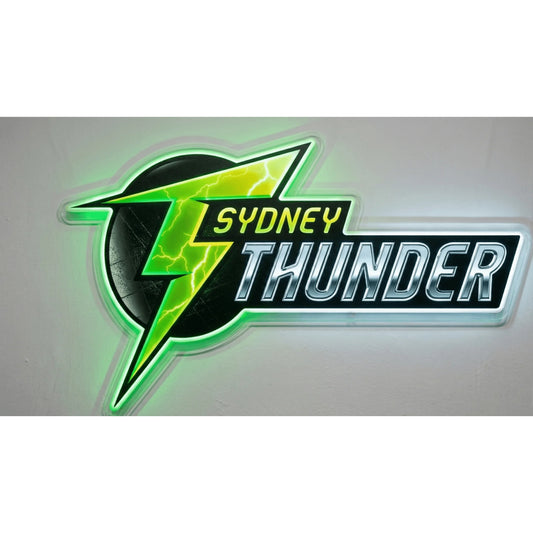 Sydney Thunder LED Neon Sign, featuring illuminated team logo on a light background.