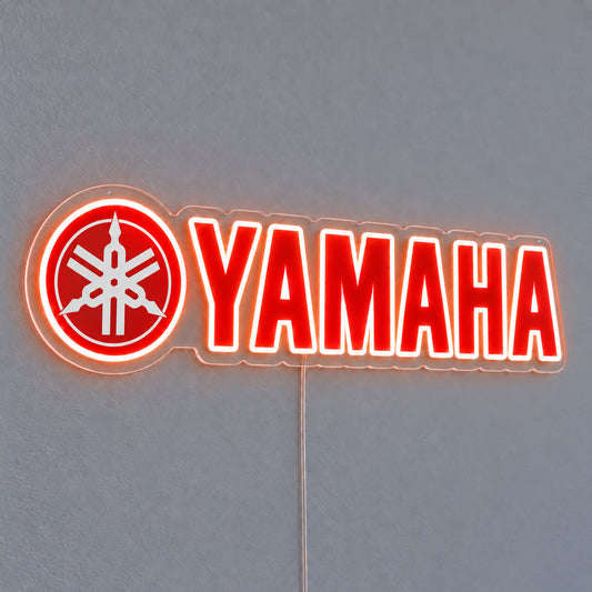 Yamaha (Emblem Logo) LED Neon Sign, featuring illuminated vehicle logo on a light background.