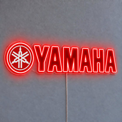 Yamaha (Red) 2 LED Neon Sign, featuring illuminated vehicle logo on a light background.