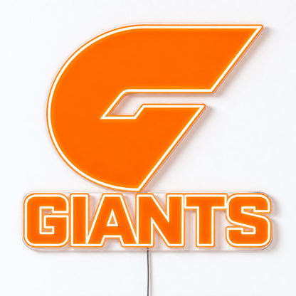 GWS Giants Neon Sign, featuring illuminated team logo on a light background.
