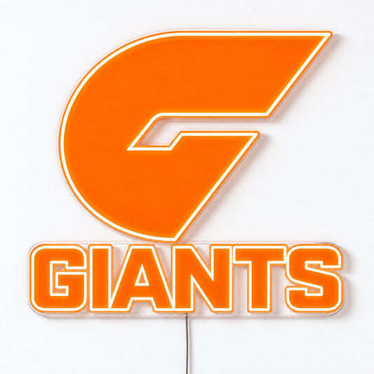 GWS Giants Neon Sign, featuring illuminated team logo on a light background.
