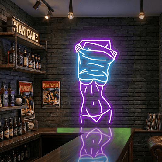 Nude Lady Man Cave Neon Sign - Garage & Home Bar Wall Sign - Neon Lanes